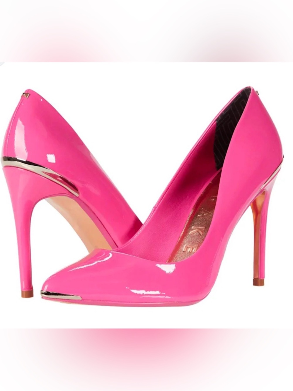 $195 Ted Baker Pink Patent Pointed-Toe Stiletto Pumps Sz 41 EU